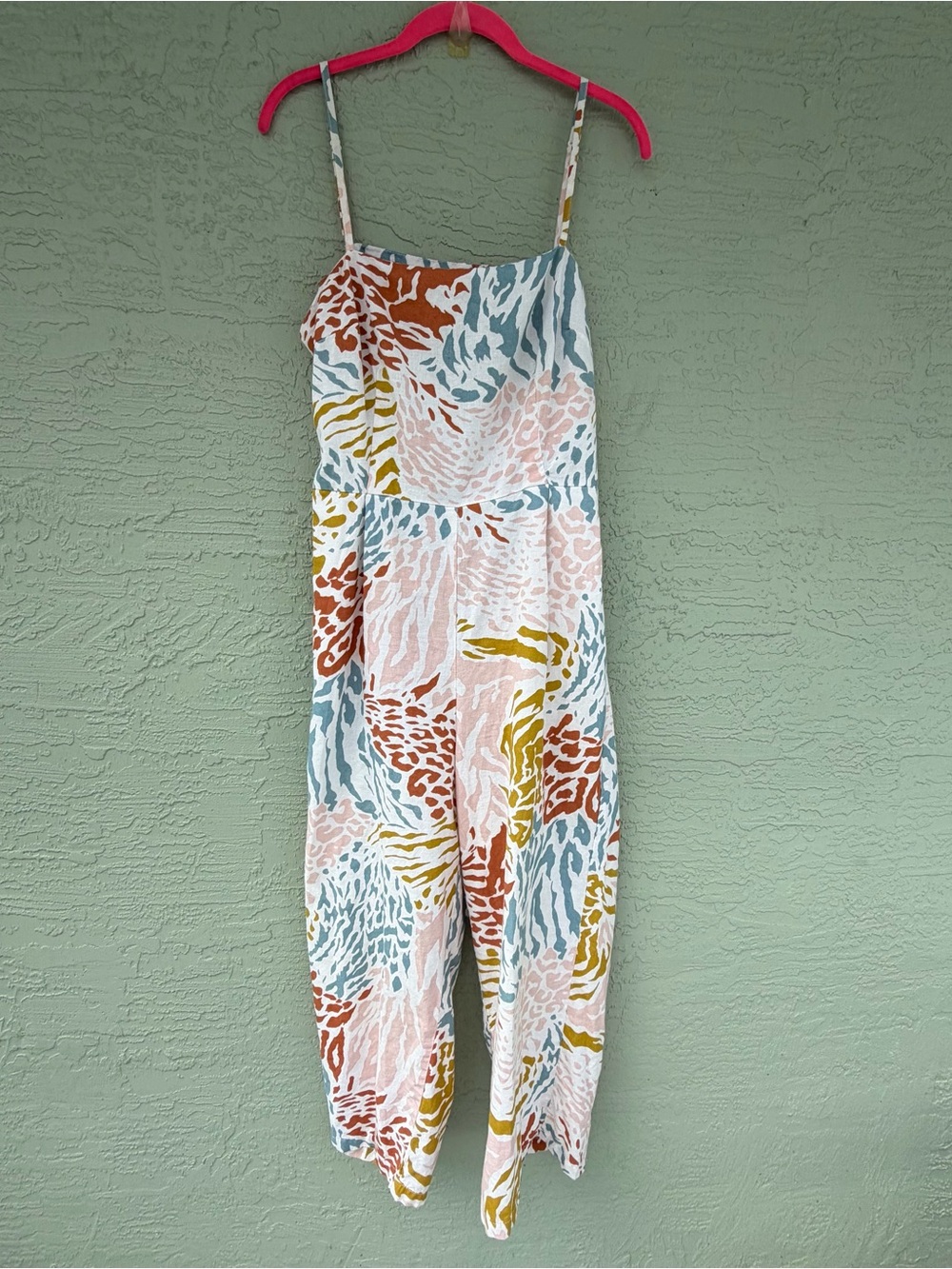 ASOS Multicolor Printed Jumpsuit in Pastel Pink, Teal & Mustard